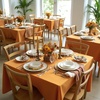 image:imagesancua Natural Square Tablecloths 54x54 Inch 2 Pack  Fabric Table Cloth for Square or Round Tables Washable Polyester Card Table Cover for Dinner Holiday Party Decorative Display TablesBronze