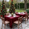image:imagesancua Natural Square Tablecloths 54x54 Inch 2 Pack  Fabric Table Cloth for Square or Round Tables Washable Polyester Card Table Cover for Dinner Holiday Party Decorative Display TablesBurgundy