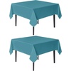 image:imagesancua Natural Square Tablecloths 54x54 Inch 2 Pack  Fabric Table Cloth for Square or Round Tables Washable Polyester Card Table Cover for Dinner Holiday Party Decorative Display TablesTeal