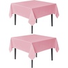image:imagesancua Natural Square Tablecloths 54x54 Inch 2 Pack  Fabric Table Cloth for Square or Round Tables Washable Polyester Card Table Cover for Dinner Holiday Party Decorative Display TablesPink