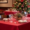 image:imagesancua Natural Square Tablecloths 54x54 Inch 2 Pack  Fabric Table Cloth for Square or Round Tables Washable Polyester Card Table Cover for Dinner Holiday Party Decorative Display TablesRed