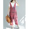 imageYeokou Womens Loose Baggy Denim Wide Leg Drop Crotch Jumpsuit Rompers OverallsStyle 14 Red