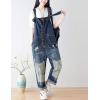 imageYeokou Womens Loose Baggy Denim Wide Leg Drop Crotch Jumpsuit Rompers OverallsStyle 25 Blue