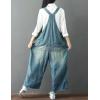 imageYeokou Womens Loose Baggy Denim Wide Leg Drop Crotch Jumpsuit Rompers OverallsStyle 30 Blue