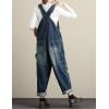 imageYeokou Womens Loose Baggy Denim Wide Leg Drop Crotch Jumpsuit Rompers OverallsStyle 31 Dark Blue