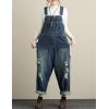 imageYeokou Womens Loose Baggy Denim Wide Leg Drop Crotch Jumpsuit Rompers OverallsStyle 31 Dark Blue