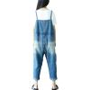 imageYeokou Womens Loose Baggy Denim Wide Leg Drop Crotch Jumpsuit Rompers OverallsStyle 34 Blue
