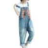 imageYeokou Womens Loose Baggy Denim Wide Leg Drop Crotch Jumpsuit Rompers OverallsStyle 56 Blue