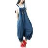 imageYeokou Womens Loose Baggy Denim Wide Leg Drop Crotch Jumpsuit Rompers OverallsStyle 89 Blue