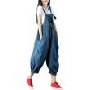 imageYeokou Womens Loose Baggy Denim Wide Leg Drop Crotch Jumpsuit Rompers OverallsStyle 89 Blue