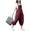 imageYeokou Womens Loose Baggy Denim Wide Leg Drop Crotch Jumpsuit Rompers OverallsStyle 89 Red