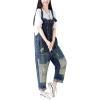 imageYeokou Womens Loose Baggy Denim Wide Leg Drop Crotch Jumpsuit Rompers OverallsStyle 25 Blue