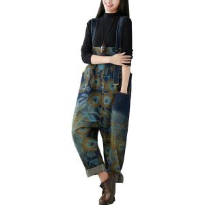 imageYeokou Womens Loose Baggy Denim Wide Leg Drop Crotch Jumpsuit Rompers OverallsStyle 24 Blue