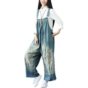 imageYeokou Womens Loose Baggy Denim Wide Leg Drop Crotch Jumpsuit Rompers OverallsStyle 30 Blue