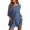 imageYeokou Rompers for Women Casual Short Sleeve Oversized Athletic Workout Reversible Hot Shot Tee Romper Deep PocketsBluegrey