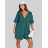imageYeokou Rompers for Women Casual Short Sleeve Oversized Athletic Workout Reversible Hot Shot Tee Romper Deep PocketsDarkgreen