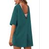 imageYeokou Rompers for Women Casual Short Sleeve Oversized Athletic Workout Reversible Hot Shot Tee Romper Deep PocketsDarkgreen
