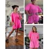 imageYeokou Rompers for Women Casual Short Sleeve Oversized Athletic Workout Reversible Hot Shot Tee Romper Deep PocketsHotpink