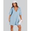 imageYeokou Rompers for Women Casual Short Sleeve Oversized Athletic Workout Reversible Hot Shot Tee Romper Deep PocketsLightblue