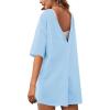 imageYeokou Rompers for Women Casual Short Sleeve Oversized Athletic Workout Reversible Hot Shot Tee Romper Deep PocketsLightblue