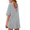 imageYeokou Rompers for Women Casual Short Sleeve Oversized Athletic Workout Reversible Hot Shot Tee Romper Deep PocketsLightgrey