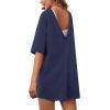 imageYeokou Rompers for Women Casual Short Sleeve Oversized Athletic Workout Reversible Hot Shot Tee Romper Deep PocketsNavy