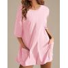 imageYeokou Rompers for Women Casual Short Sleeve Oversized Athletic Workout Reversible Hot Shot Tee Romper Deep PocketsPink