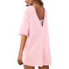 imageYeokou Rompers for Women Casual Short Sleeve Oversized Athletic Workout Reversible Hot Shot Tee Romper Deep PocketsPink