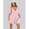 imageYeokou Rompers for Women Casual Short Sleeve Oversized Athletic Workout Reversible Hot Shot Tee Romper Deep PocketsPink