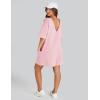 imageYeokou Rompers for Women Casual Short Sleeve Oversized Athletic Workout Reversible Hot Shot Tee Romper Deep PocketsPink