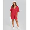 imageYeokou Rompers for Women Casual Short Sleeve Oversized Athletic Workout Reversible Hot Shot Tee Romper Deep PocketsRed