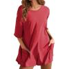 imageYeokou Rompers for Women Casual Short Sleeve Oversized Athletic Workout Reversible Hot Shot Tee Romper Deep PocketsRed