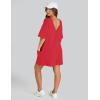 imageYeokou Rompers for Women Casual Short Sleeve Oversized Athletic Workout Reversible Hot Shot Tee Romper Deep PocketsRed