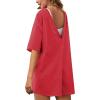 imageYeokou Rompers for Women Casual Short Sleeve Oversized Athletic Workout Reversible Hot Shot Tee Romper Deep PocketsRed