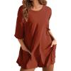 imageYeokou Rompers for Women Casual Short Sleeve Oversized Athletic Workout Reversible Hot Shot Tee Romper Deep PocketsRust