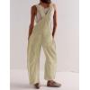 imageYeokou Women Corduroy Bib Overalls Fall Barrel Leg Jumpsuits Adjustable Straps Multi Pockets Long Pants RompersBeige