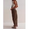 imageYeokou Women Corduroy Bib Overalls Fall Barrel Leg Jumpsuits Adjustable Straps Multi Pockets Long Pants RompersBrown