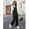 imageYeokou Women Corduroy Bib Overalls Fall Barrel Leg Jumpsuits Adjustable Straps Multi Pockets Long Pants RompersDarkgreen