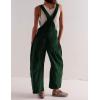 imageYeokou Women Corduroy Bib Overalls Fall Barrel Leg Jumpsuits Adjustable Straps Multi Pockets Long Pants RompersDarkgreen
