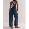 imageYeokou Women Corduroy Bib Overalls Fall Barrel Leg Jumpsuits Adjustable Straps Multi Pockets Long Pants RompersNavy