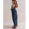 imageYeokou Women Corduroy Bib Overalls Fall Barrel Leg Jumpsuits Adjustable Straps Multi Pockets Long Pants RompersNavy
