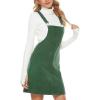 imageYeokou Womens Casual Corduroy Bib Knee Length Overalls Pinafore Midi Dress JumpsuitArmygreen
