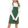 imageYeokou Womens Casual Corduroy Bib Knee Length Overalls Pinafore Midi Dress JumpsuitArmygreen