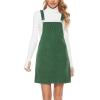 imageYeokou Womens Casual Corduroy Bib Knee Length Overalls Pinafore Midi Dress JumpsuitArmygreen