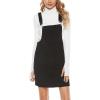 imageYeokou Womens Casual Corduroy Bib Knee Length Overalls Pinafore Midi Dress JumpsuitBlack