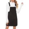 imageYeokou Womens Casual Corduroy Bib Knee Length Overalls Pinafore Midi Dress JumpsuitBlack