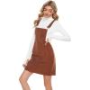 imageYeokou Womens Casual Corduroy Bib Knee Length Overalls Pinafore Midi Dress JumpsuitBrown
