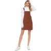 imageYeokou Womens Casual Corduroy Bib Knee Length Overalls Pinafore Midi Dress JumpsuitBrown
