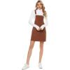 imageYeokou Womens Casual Corduroy Bib Knee Length Overalls Pinafore Midi Dress JumpsuitBrown