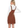 imageYeokou Womens Casual Corduroy Bib Knee Length Overalls Pinafore Midi Dress JumpsuitBrown